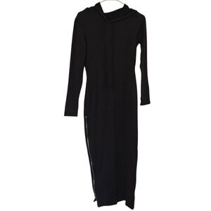 LuFeng Black Casual Slim Fitvhooded Body Con Split Maxi Dress Size M